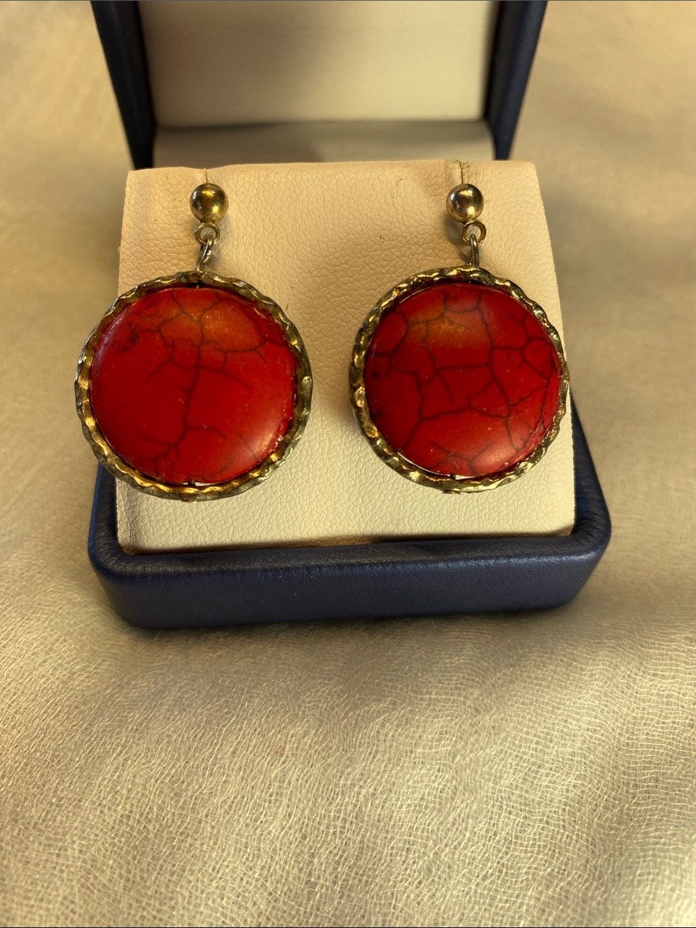 Bold Red Stone Drop Earrings